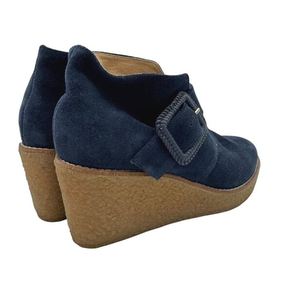Jack Rogers Izzie Blue Suede Wedge Boot Bootie Adjustable Buckle Women's Size 7 - Picture 5 of 14